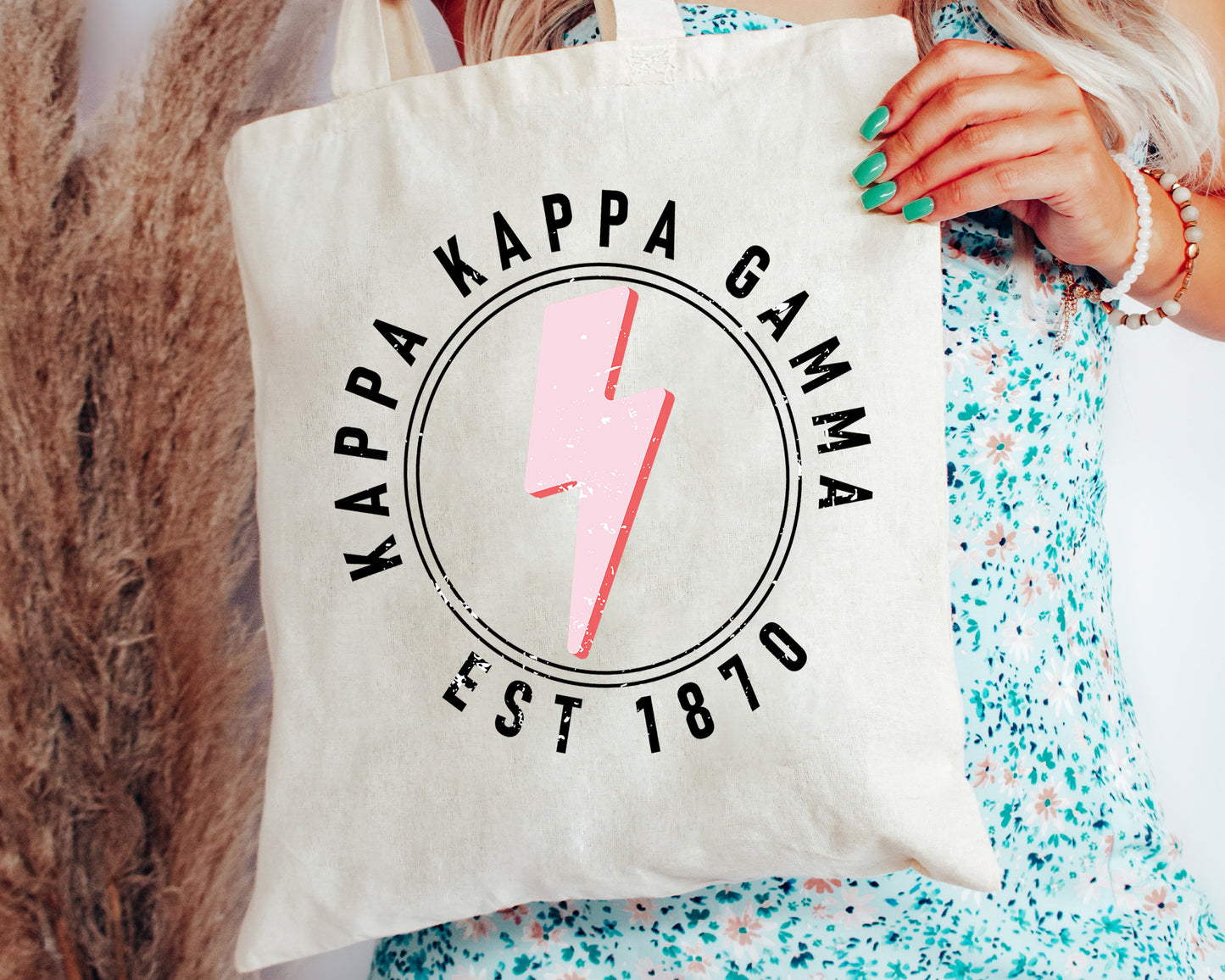 Kappa Kappa Gamma Pinkish Strike Sorority Tote Bag _ 34377g