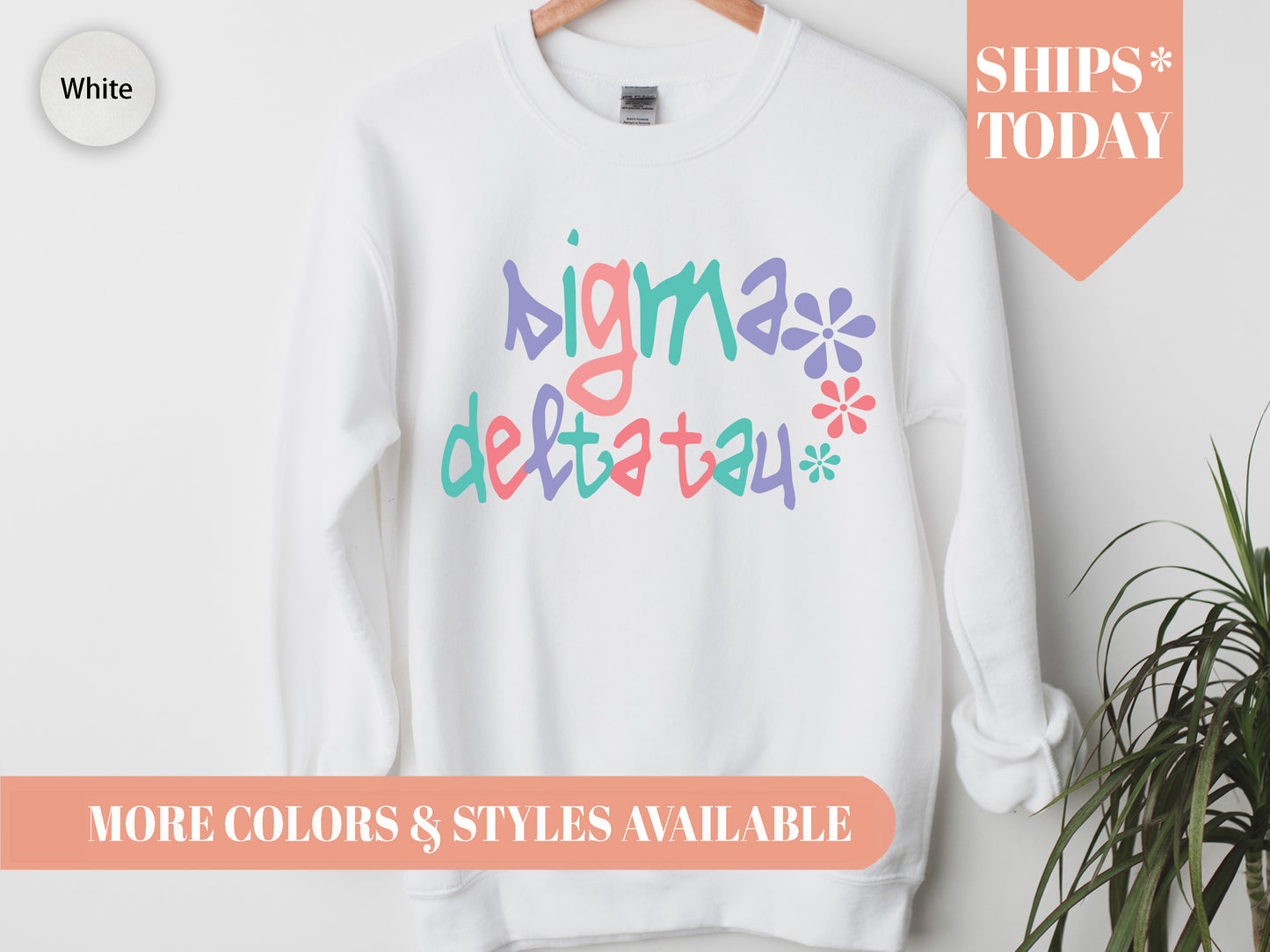 Sigma Delta Tau Colorful Floral Sorority Sweatshirt _ 2624g