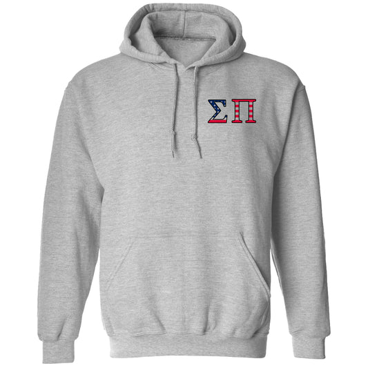 a grey hoodie with the letter h on it