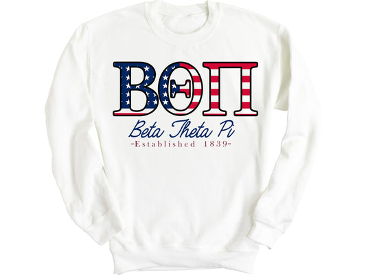 Beta Theta Pi American Flag Letters Fraternity Sweatshirt _ 1159g