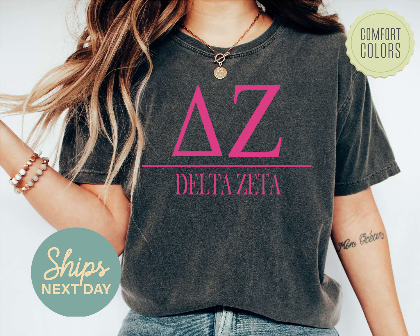 Delta Zeta Loud Letters Comfort Colors Sorority T-shirt _ 479g