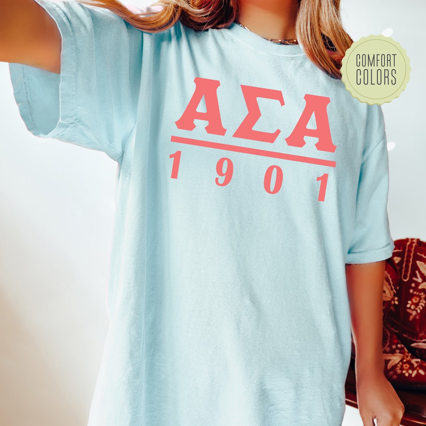 Alpha Sigma Alpha Monochromatic Comfort Colors Sorority T-shirt _ 30849g