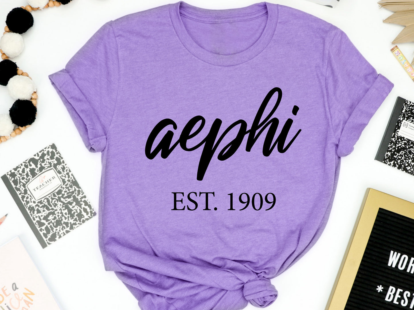 Alpha Epsilon Phi Black Flowy Sorority T-shirt _ 79g