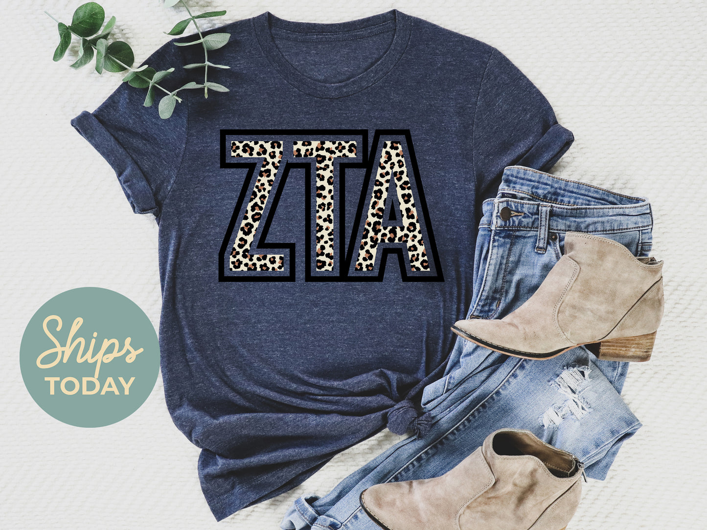 Zeta Tau Alpha Safari Style Letters Sorority T-shirt _ 30460g