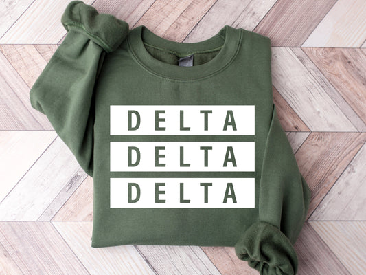 Delta Delta Delta Faded White Box Sorority Sweatshirt _ 3343g