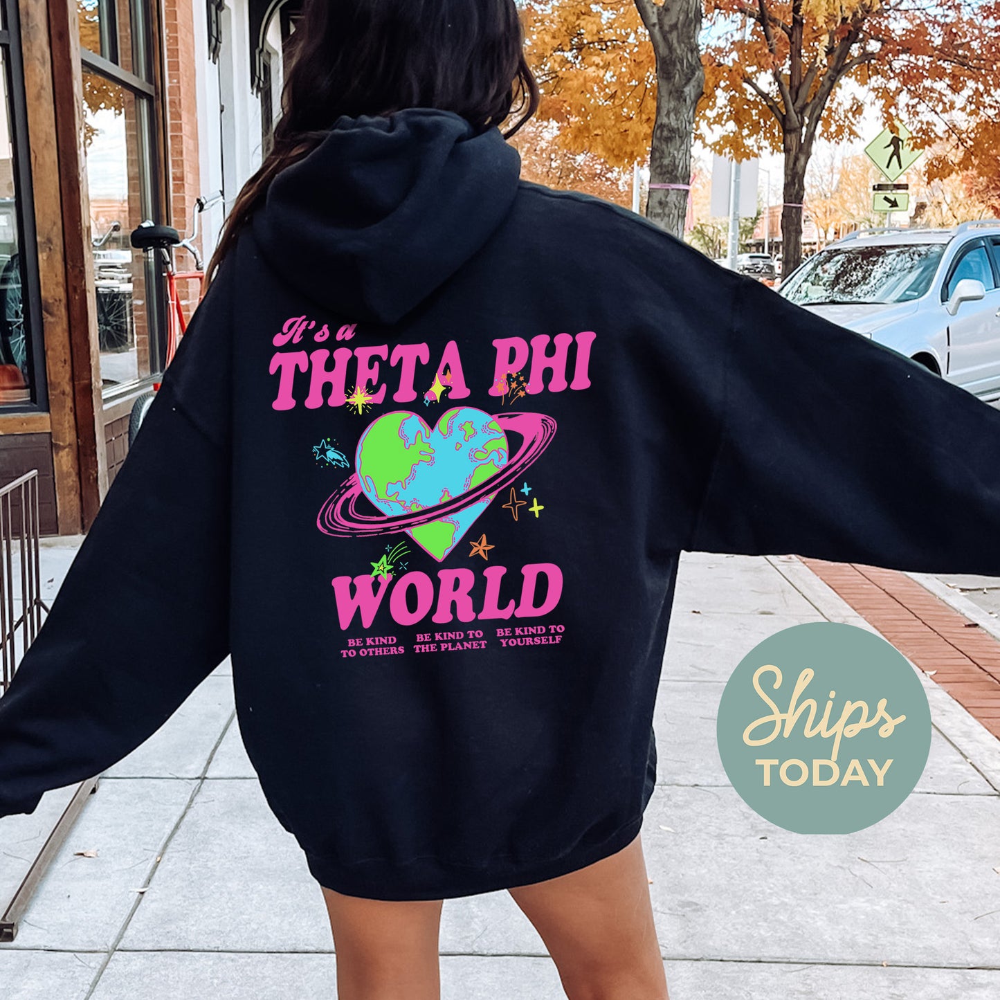 Theta Phi Alpha Pink Planet Sorority Hoodie _ 34254g