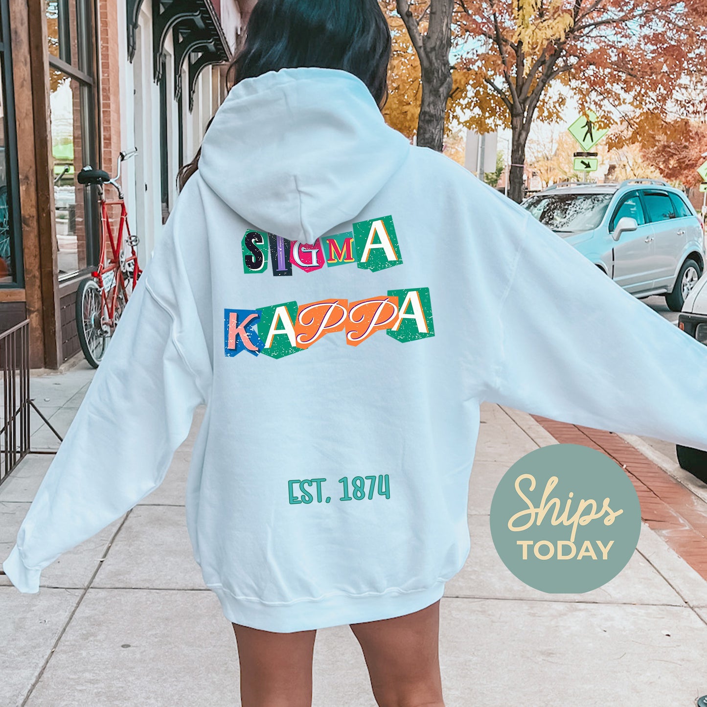 Sigma Kappa Letter Cuts Sorority Hoodie _ 35909g