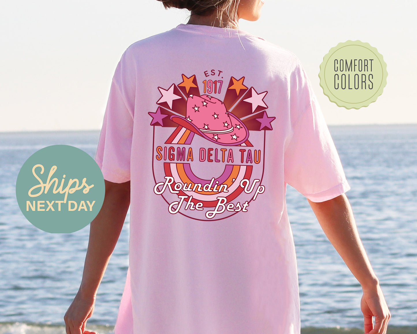 Sigma Delta Tau Roundin' Up the Best Comfort Colors Sorority T-shirt  _ 32915g