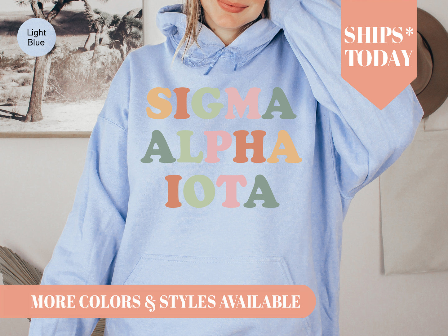 Sigma Alpha Iota Bright and Colorful Sorority Hoodie _ 3479g