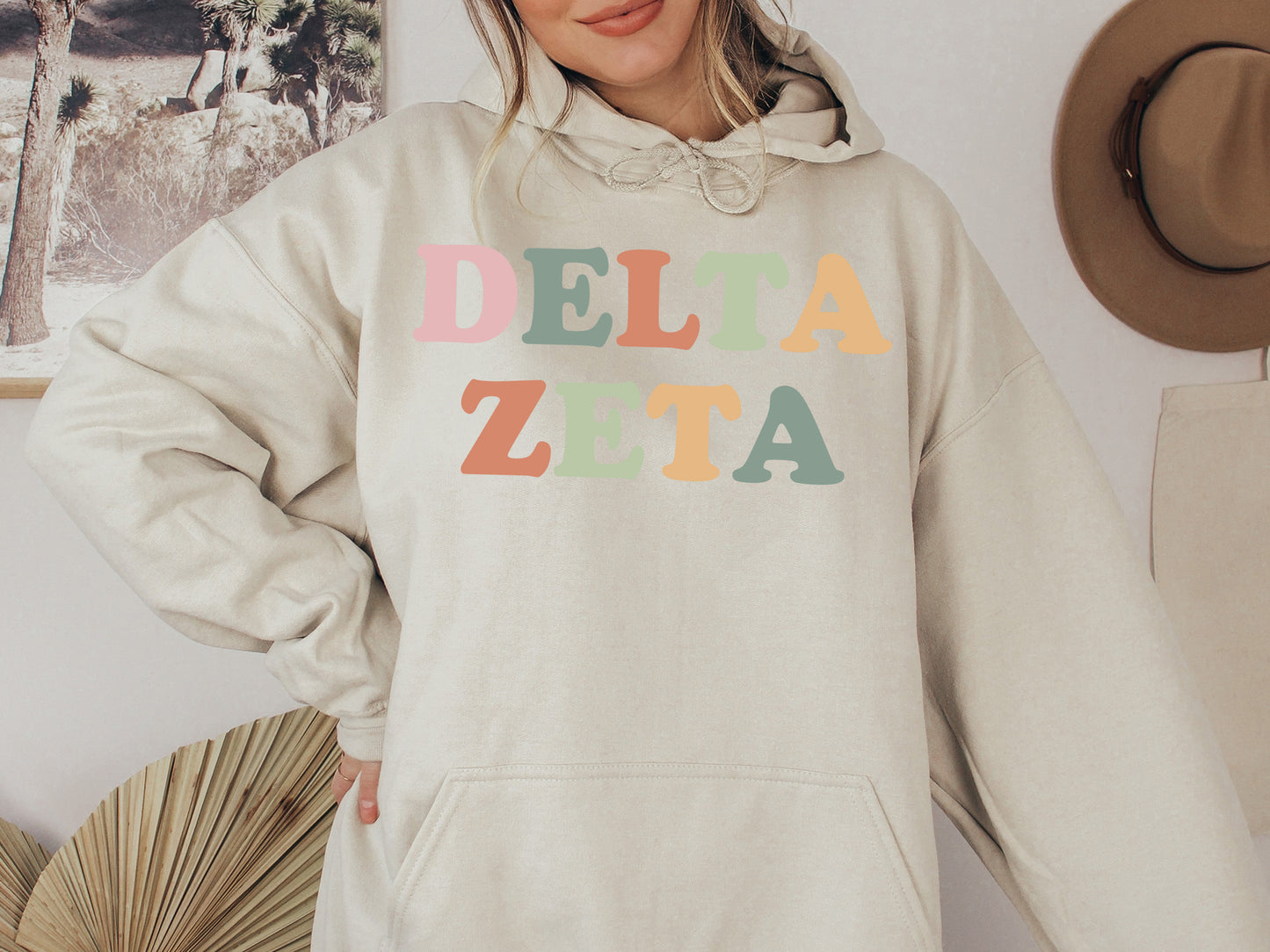 Delta Zeta Bright and Proud Sorority Hoodie _ 427g