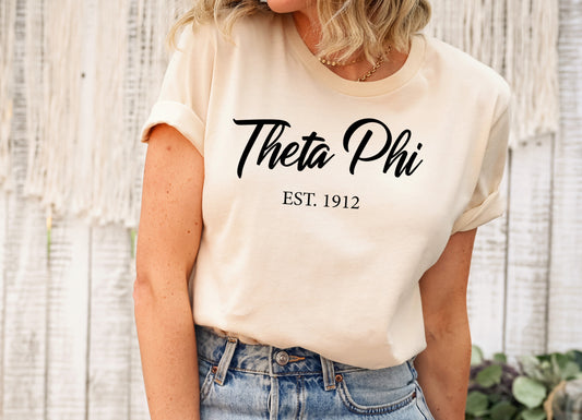 Theta Phi Alpha Black Flowy Sorority T-shirt _ 101g