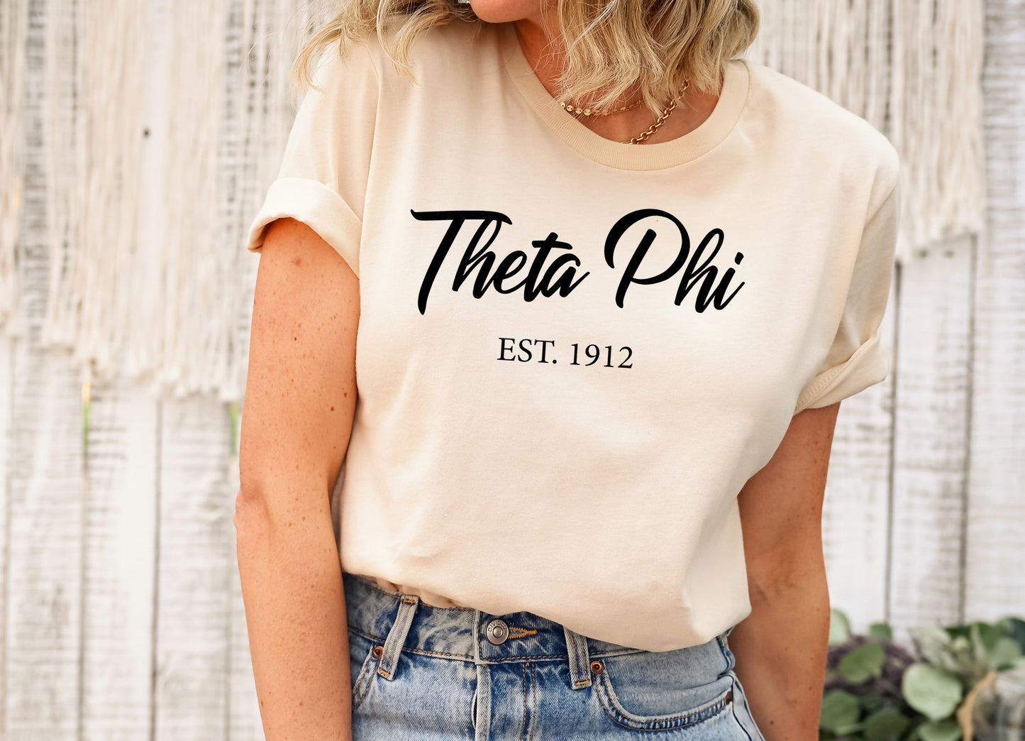 Theta Phi Alpha Black Flowy Sorority T-shirt _ 101g