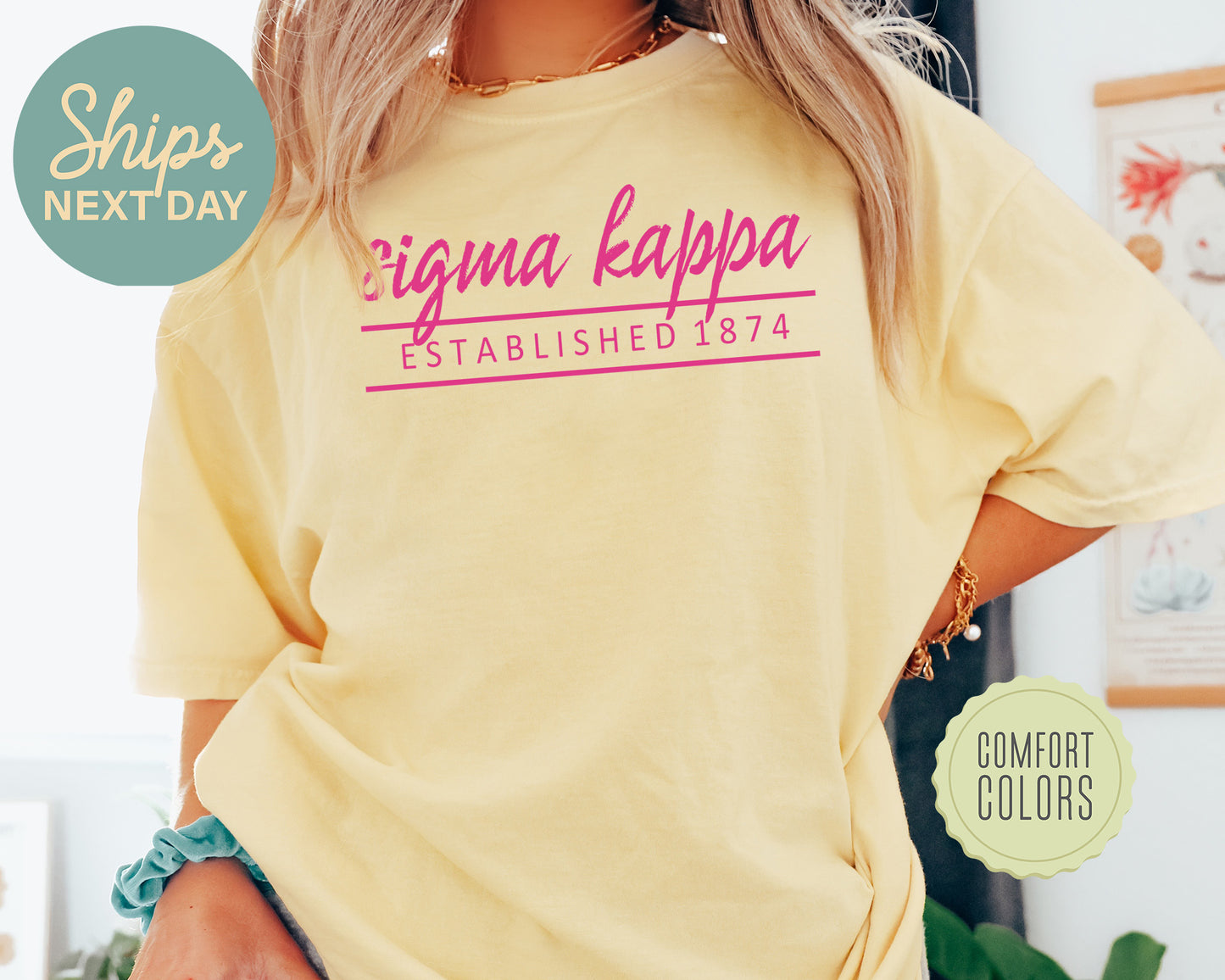Sigma Kappa All Pink Comfort Colors Sorority T-shirt _ 774g