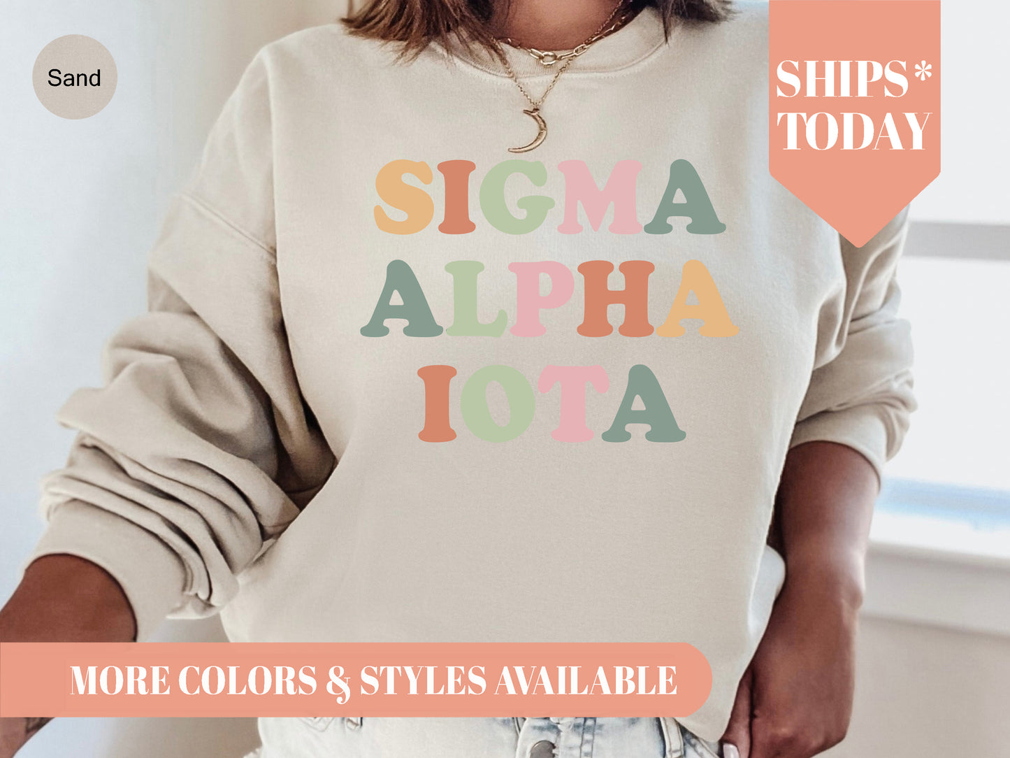 Sigma Alpha Iota Bright and Colorful Sorority Sweatshirt _ 3479g