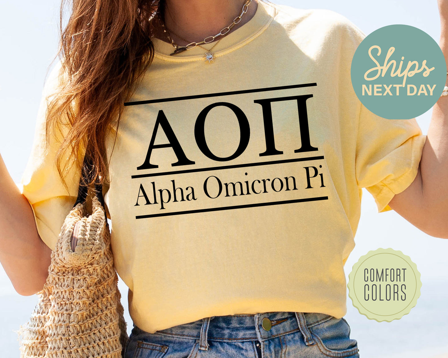 Alpha Omicron Pi Bold Statement Comfort Colors Sorority T-shirt _ 288g