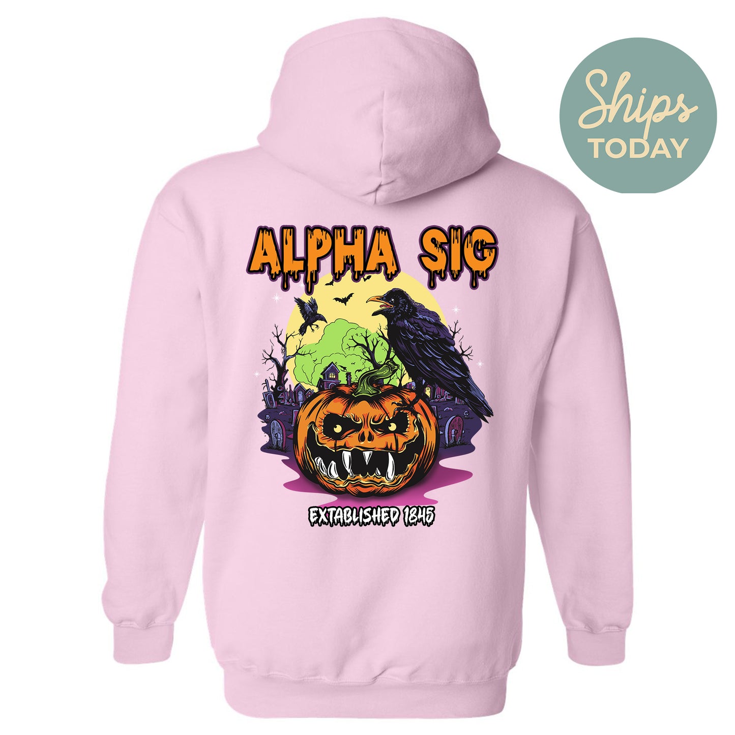 Alpha Sigma Phi Halloween Bats Fraternity Hoodie _ 36254g