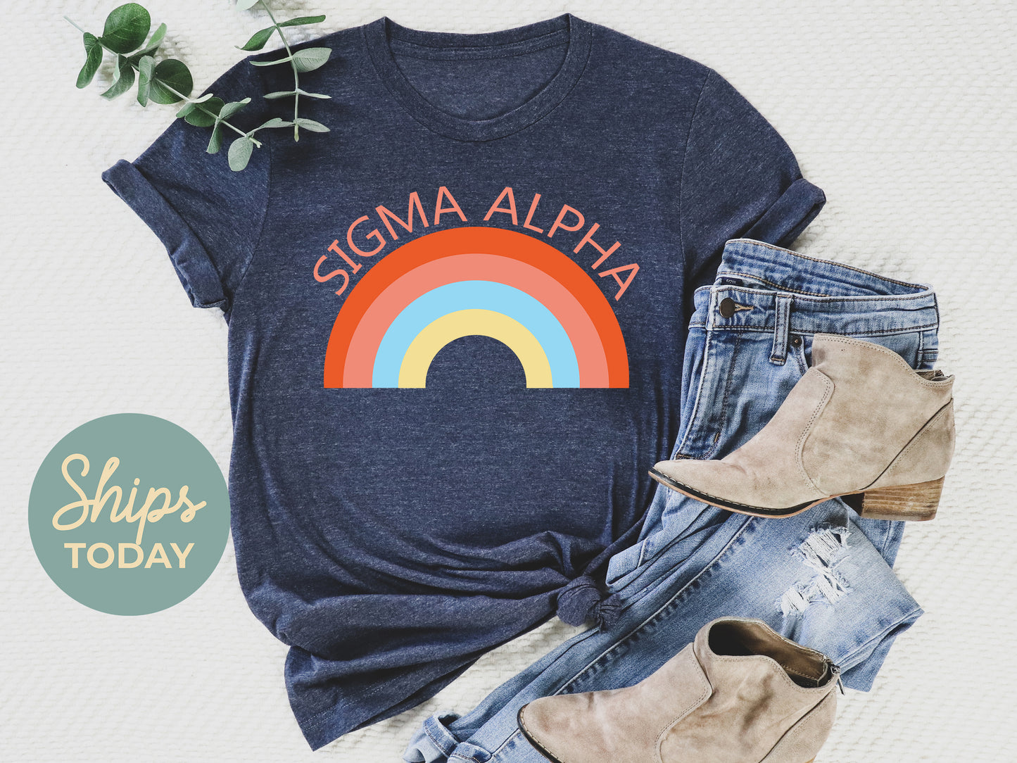 Sigma Alpha Colorful Rainbow Sorority T-shirt _ 3463g