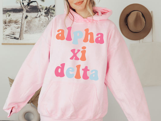 Alpha Xi Delta Vividly Vibrant Sorority Hoodie _ 3157g