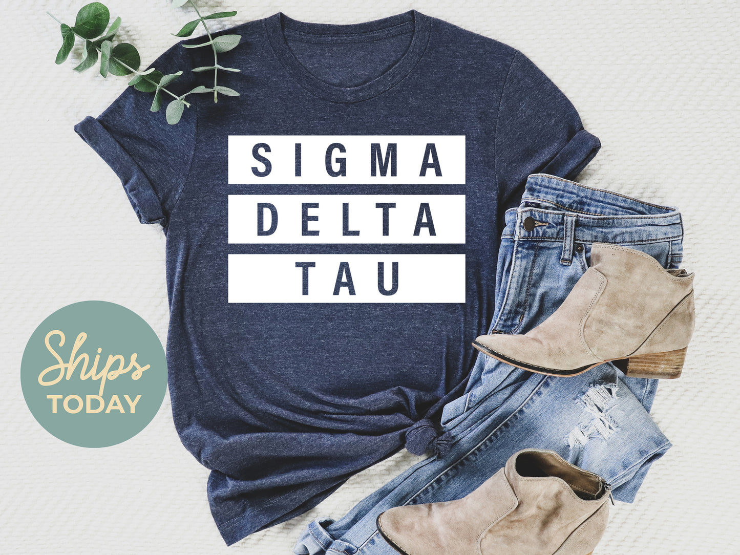 Sigma Delta Tau Faded White Box Sorority T-shirt _ 3354g