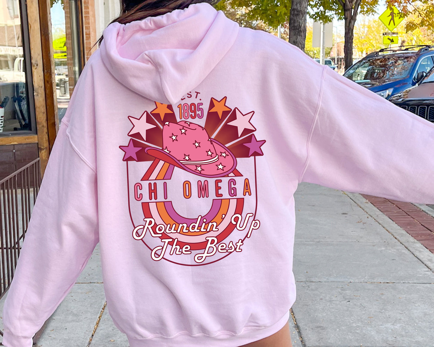 Chi Omega Roundin' up the Best Sorority Hoodie _ 32903g