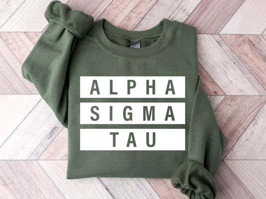 Alpha Sigma Tau Faded White Box Sorority Sweatshirt _ 3340g