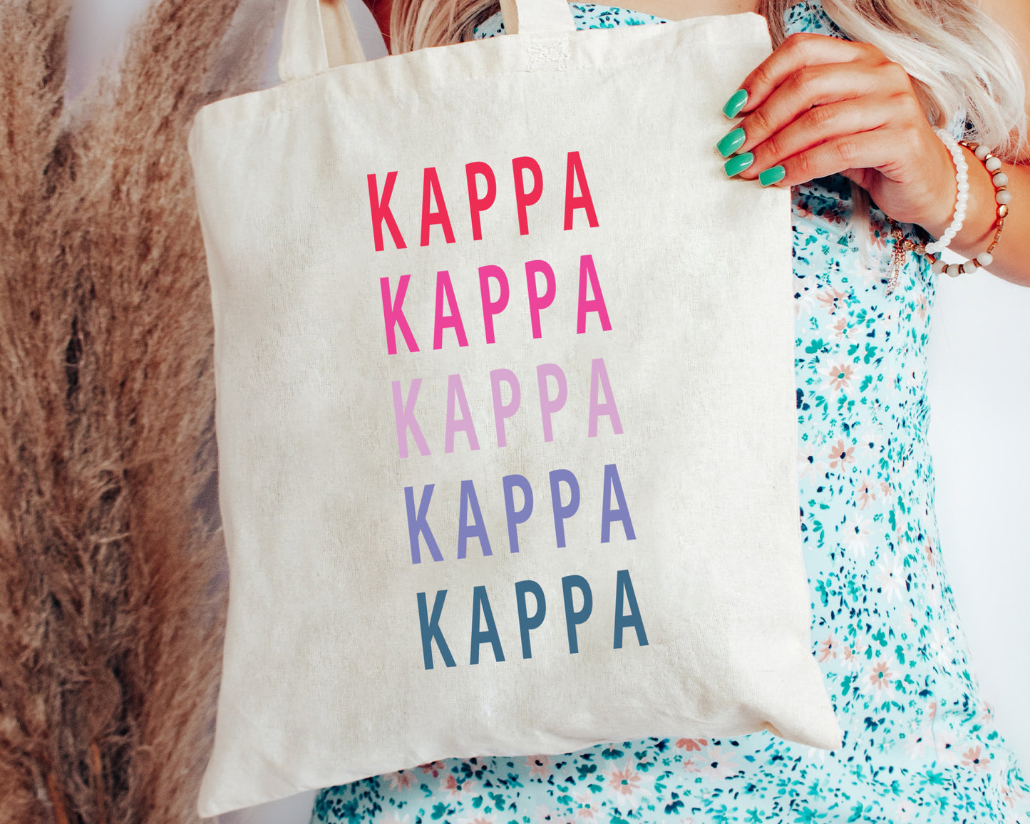 Kappa Kappa Gamma Bright and Stacked Sorority Tote Bag _ 34402g