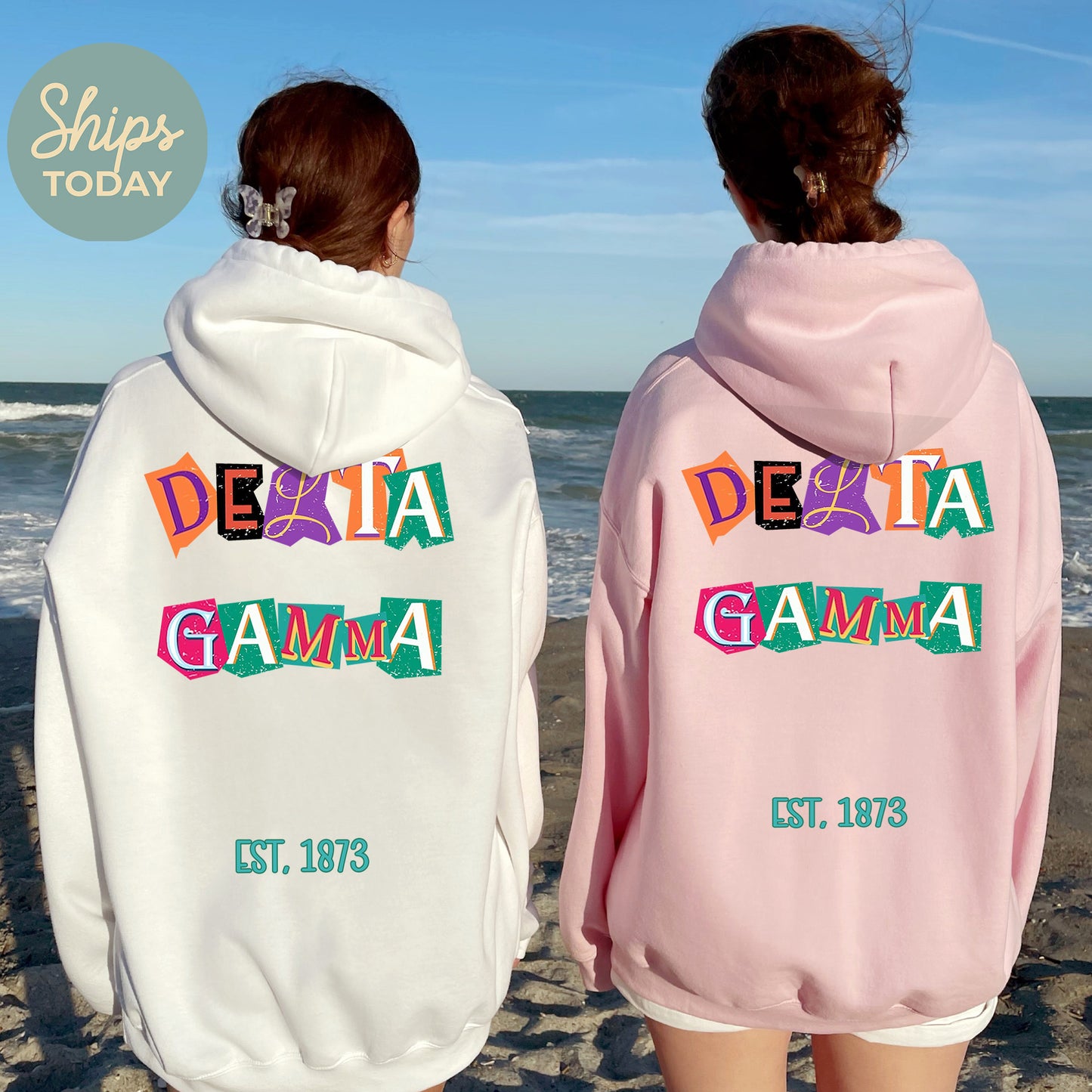 Delta Gamma Letter Cuts Sorority Hoodie _ 35898g