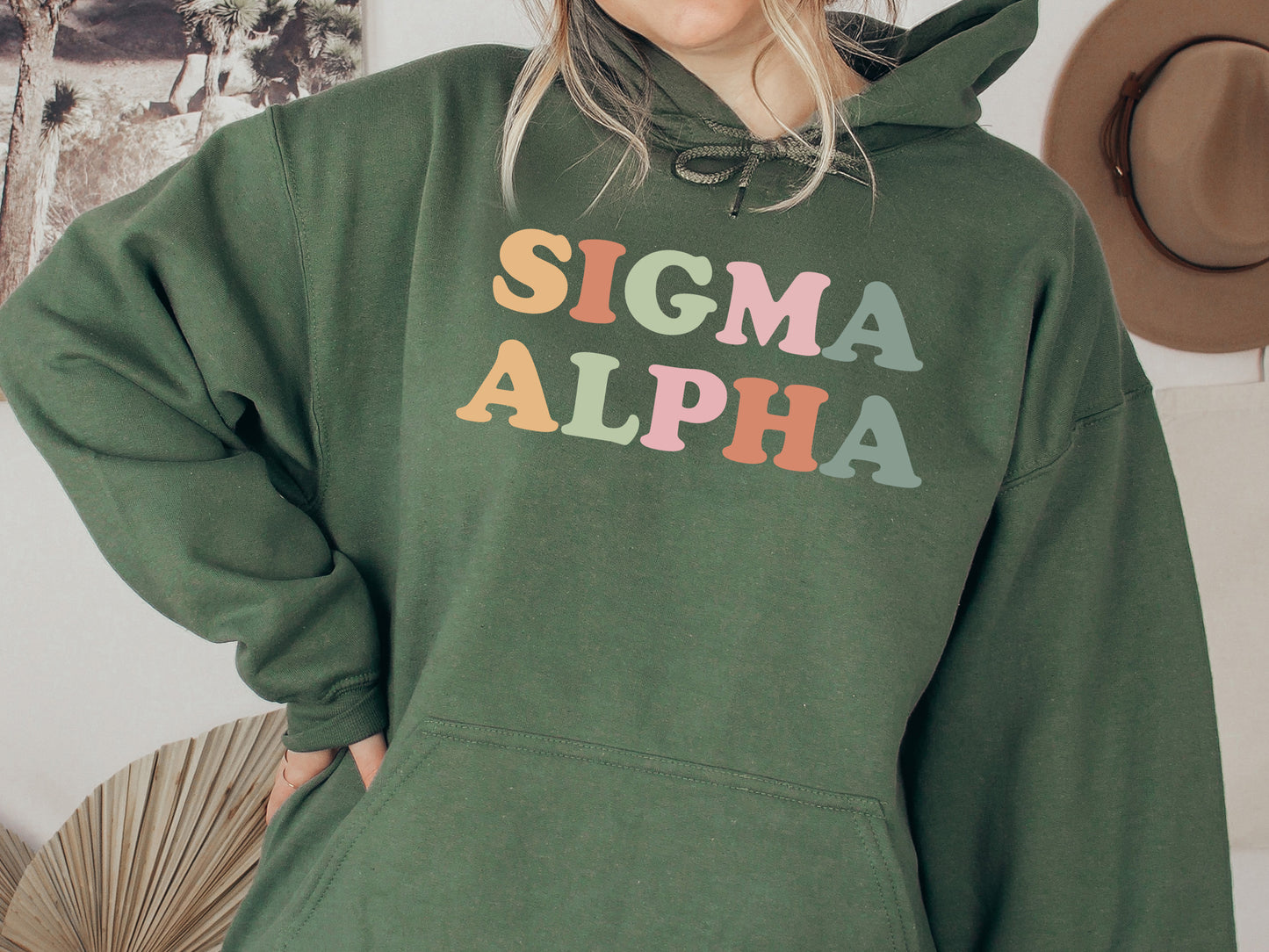 Sigma Alpha Bright and Colorful Sorority Hoodie _ 3478g