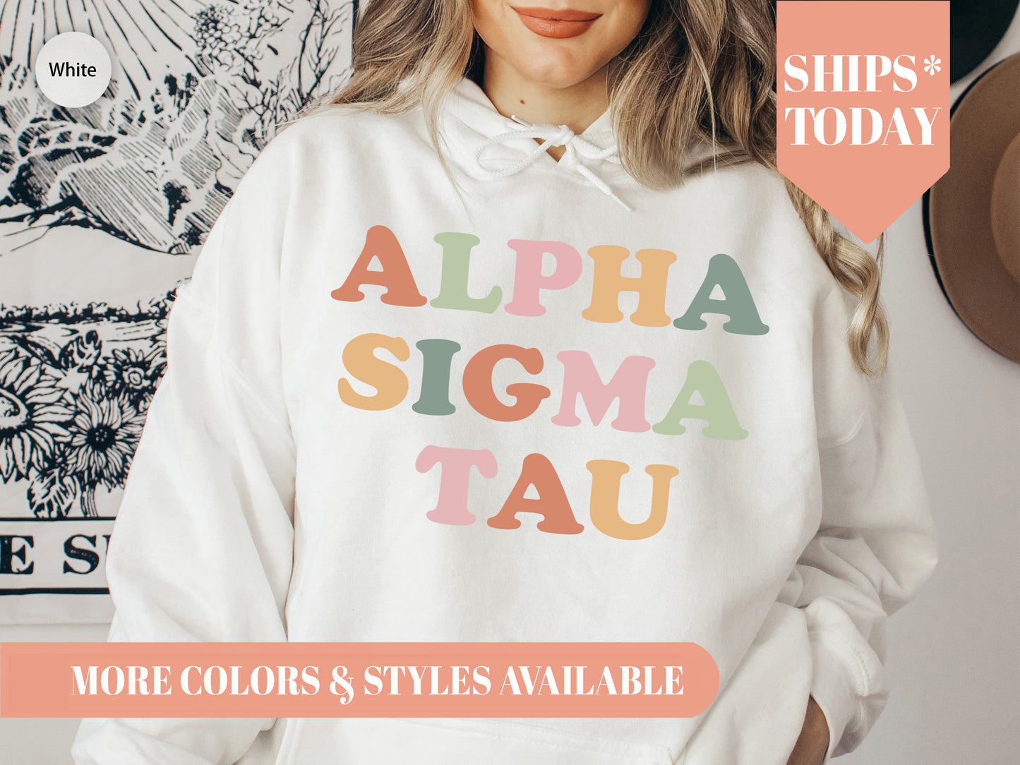 Alpha Sigma Tau Bright and Proud Sorority Hoodie _ 421g