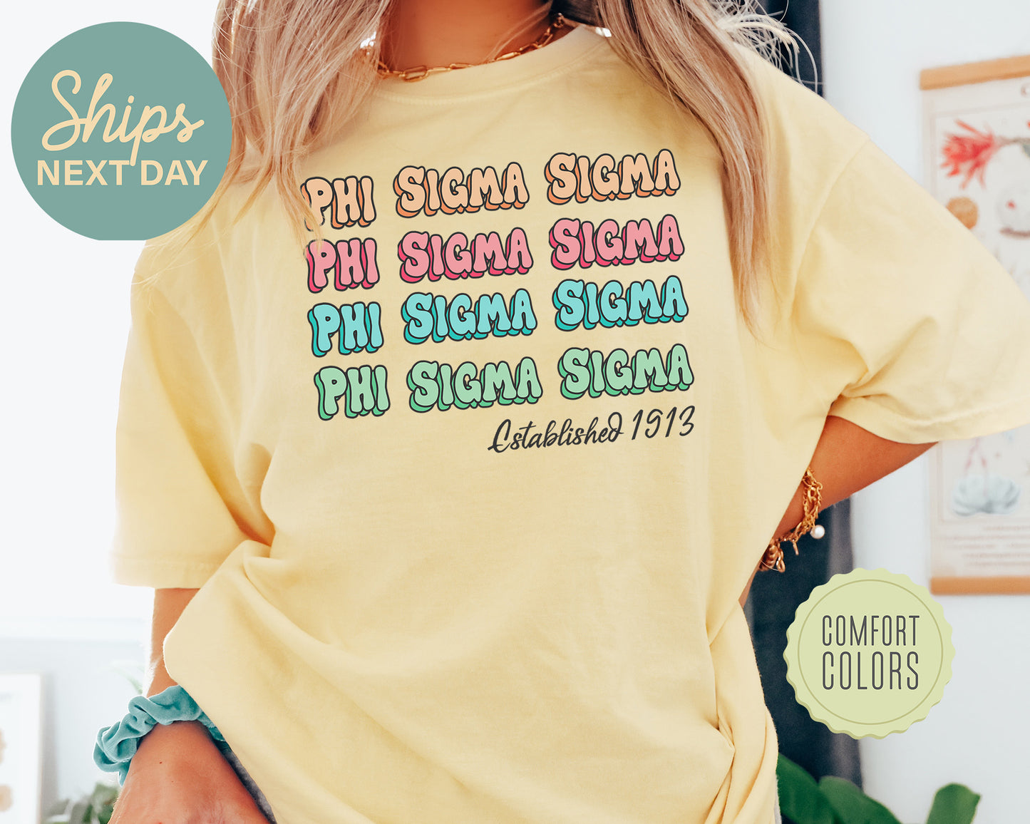 Phi Sigma Sigma Lucy Comfort Colors Sorority T-shirt _ 277g