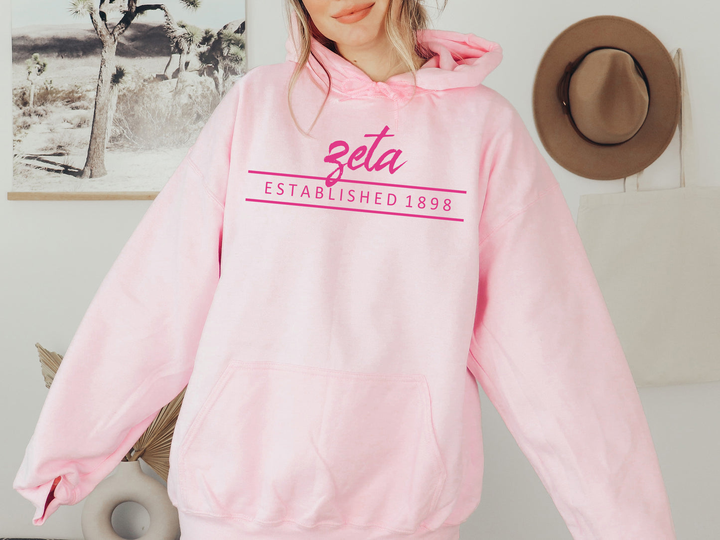 Zeta Tau Alpha All Pink Sorority Hoodie _  777g