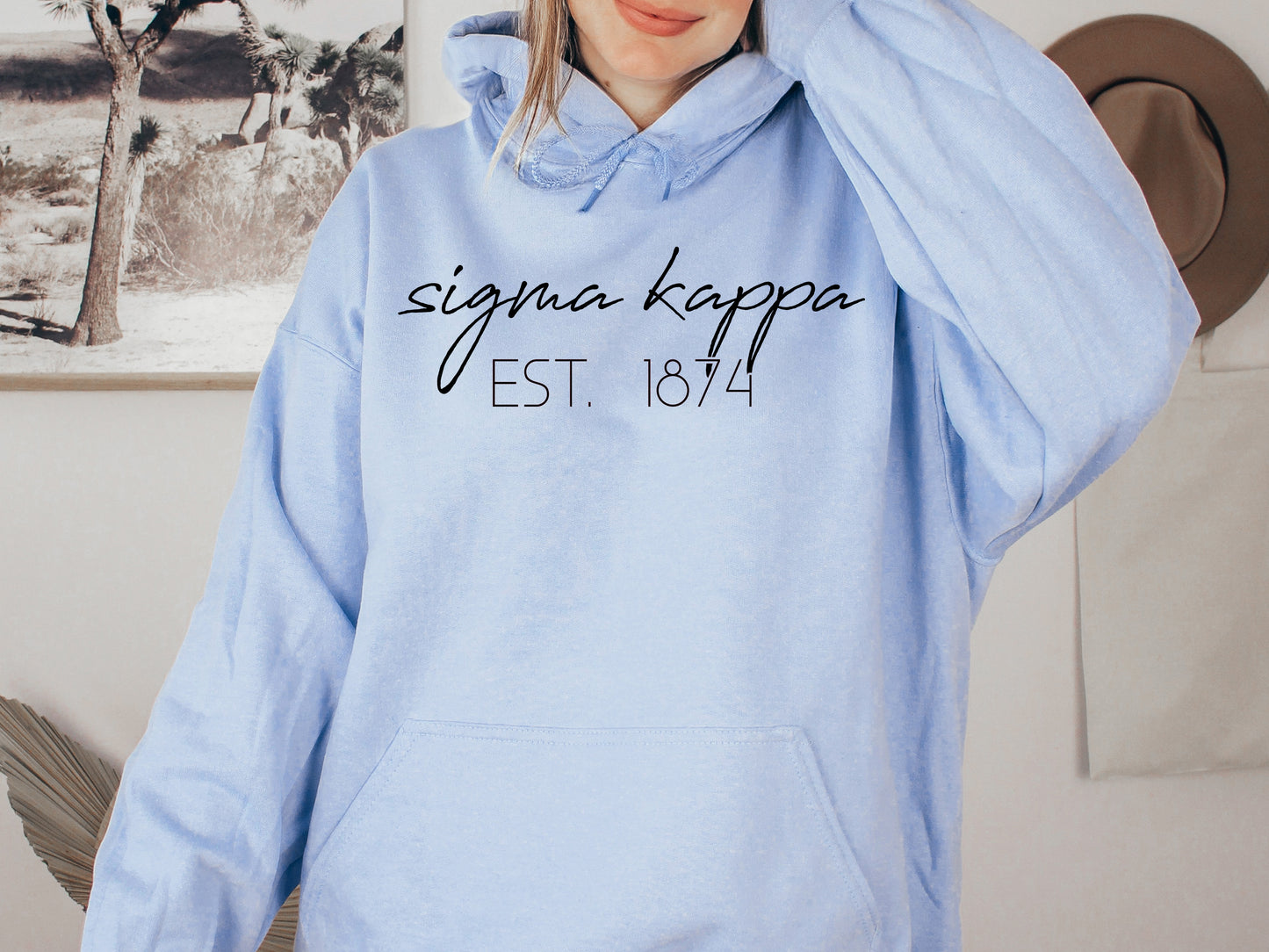 Sigma Kappa Black Calligraphy Sorority Hoodie _ 2339g