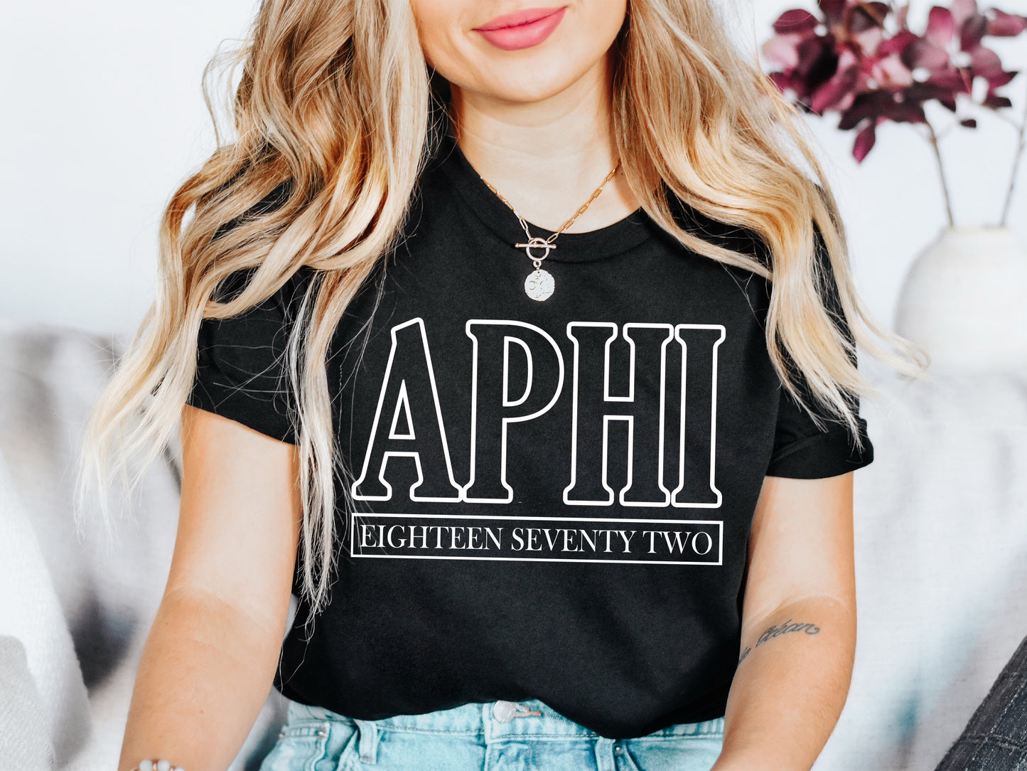 Alpha Phi Stencil Stacked Sorority T-shirt _ 2139g