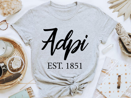 Alpha Delta Pi Black Flowy Sorority T-shirt _ 78g