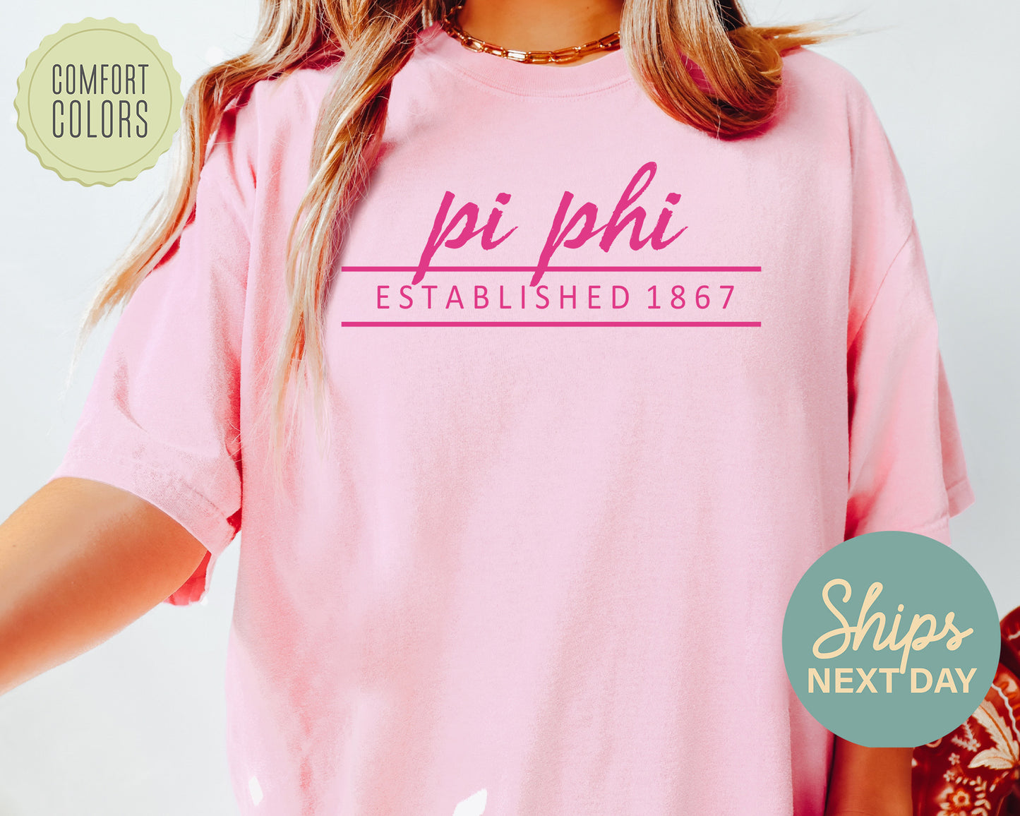 Pi Beta Phi All Pink Comfort Colors Sorority T-shirt _ 772g