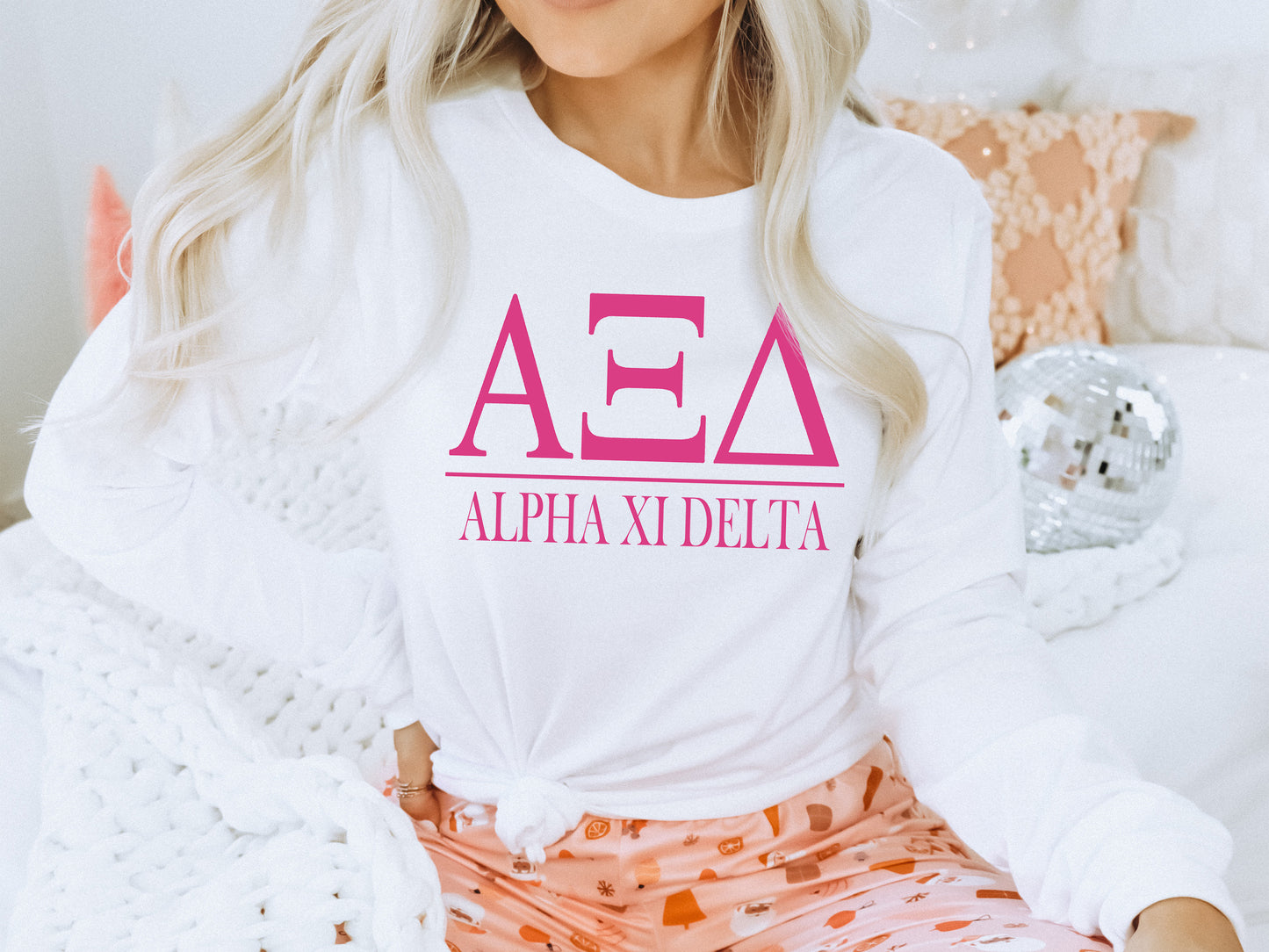 Alpha Xi Delta Loud Letters Sorority Long Sleeve T-shirt _ 474g