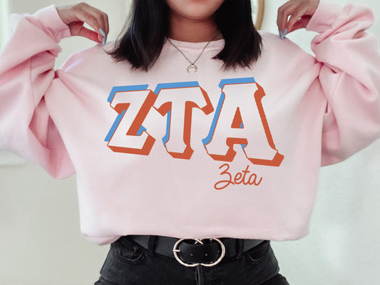 Zeta Tau Alpha American Colored Sorority Sweatshirt _ 51g
