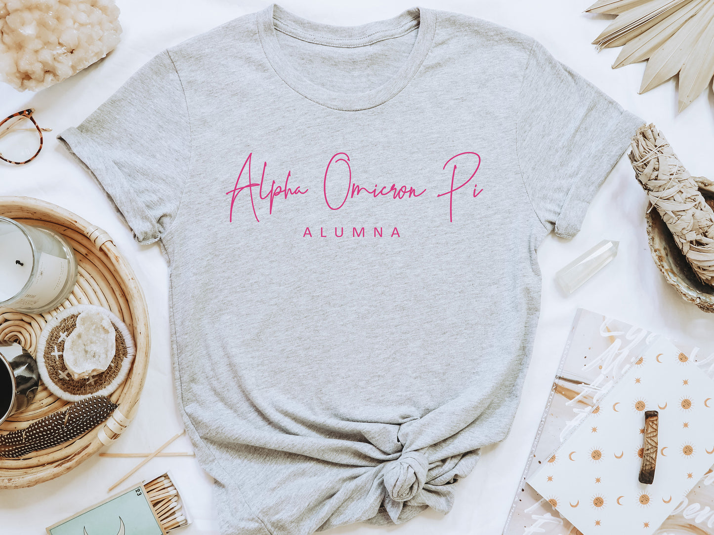 Alpha Omicron Pi Simple and Sweet Alumna Sorority T-shirt _ 496g