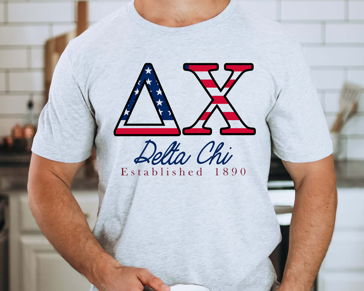 Delta Chi American Flag Letters Fraternity T-shirt _ 1161g