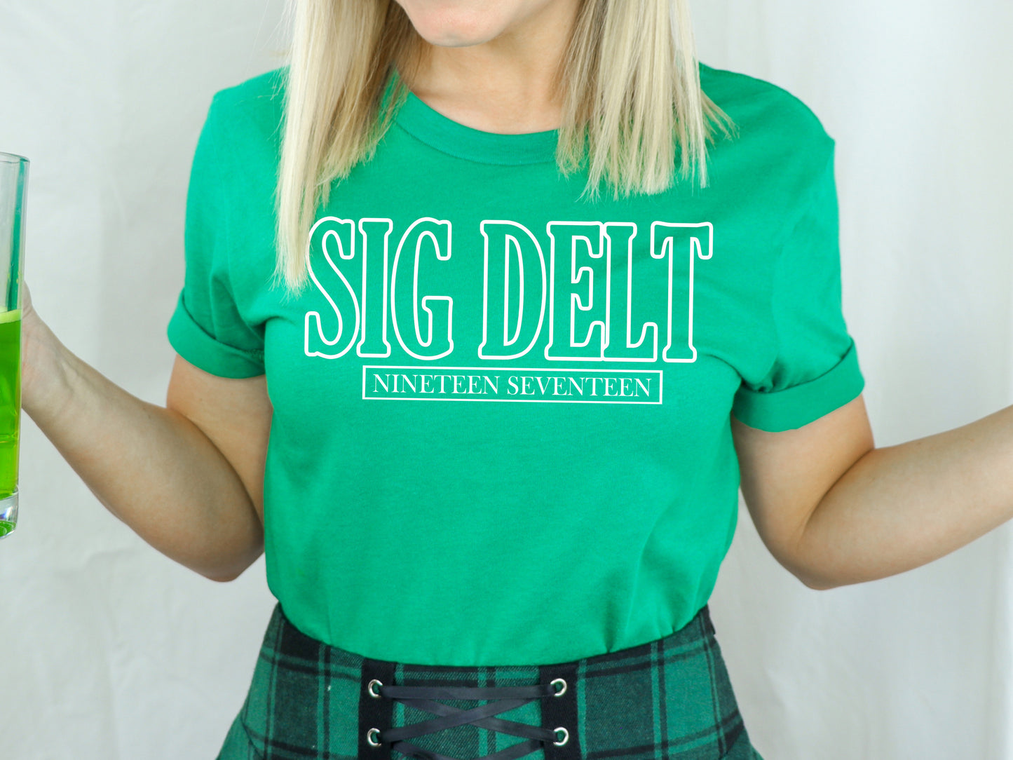 Sigma Delta Tau Stencil Stacked Sorority T-shirt _ 2155g
