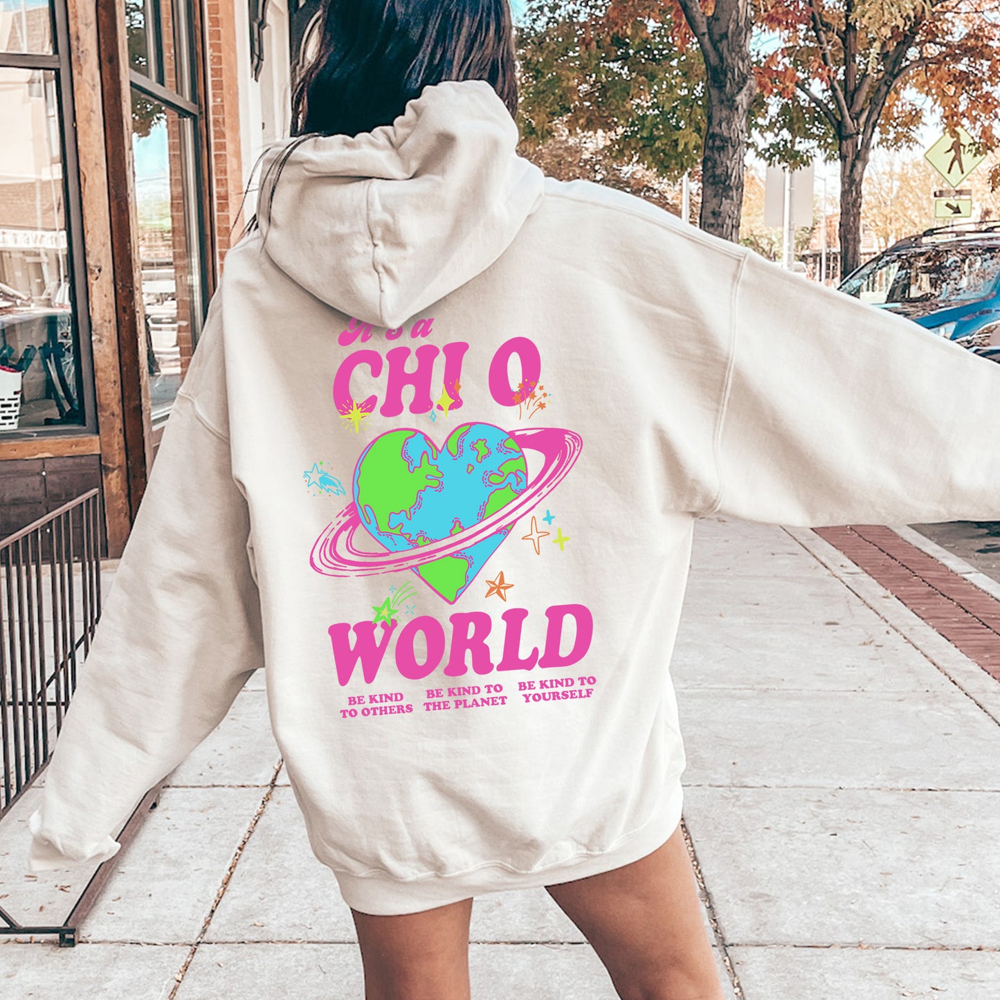 Chi Omega Pink Planet Sorority Hoodie _ 34239g