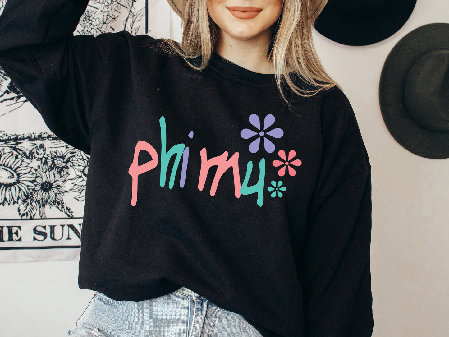 Phi Mu Colorful Floral Sorority Sweatshirt _ 2621g