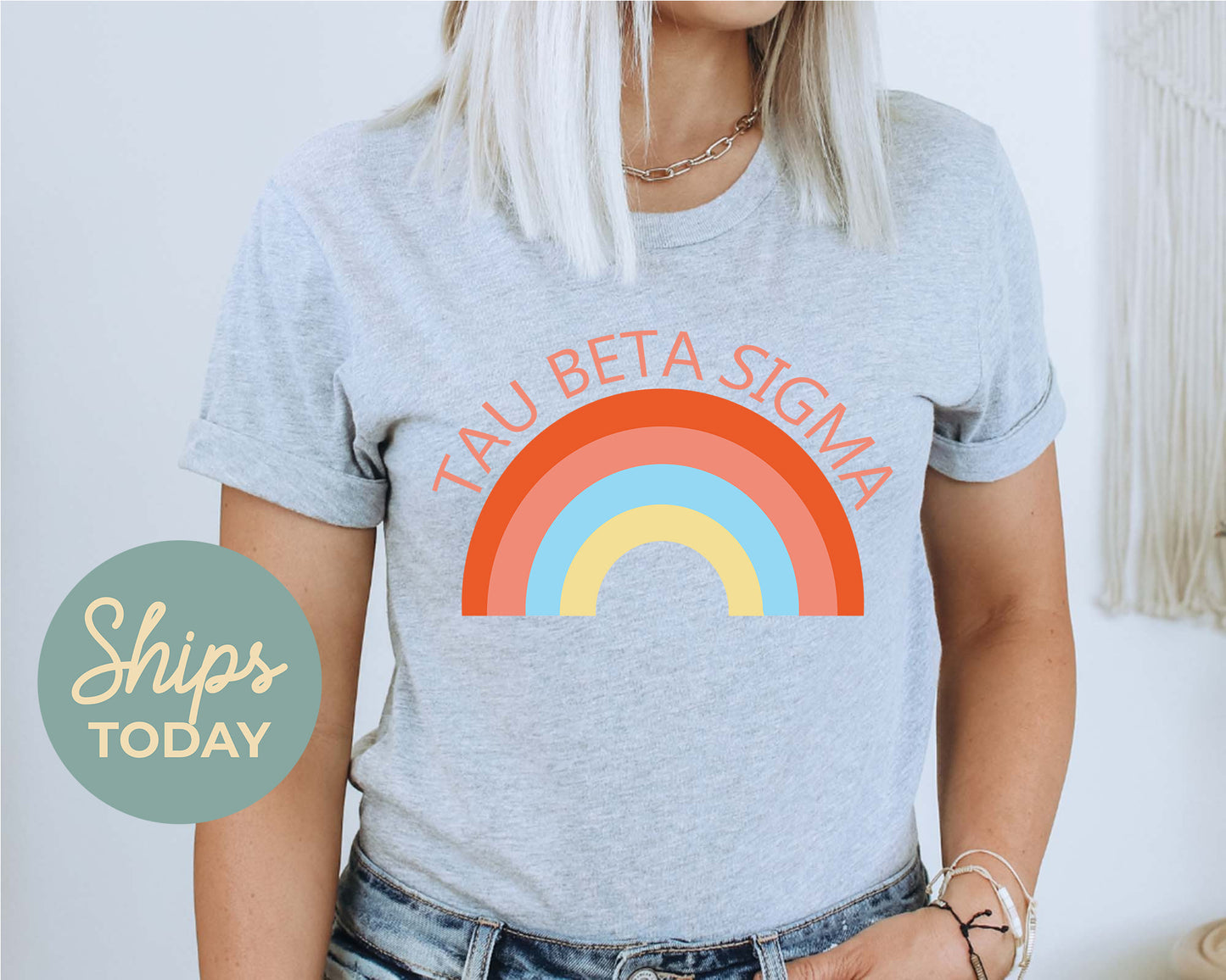 Tau Beta Sigma Colorful Rainbow Sorority T-shirt _ 3466g