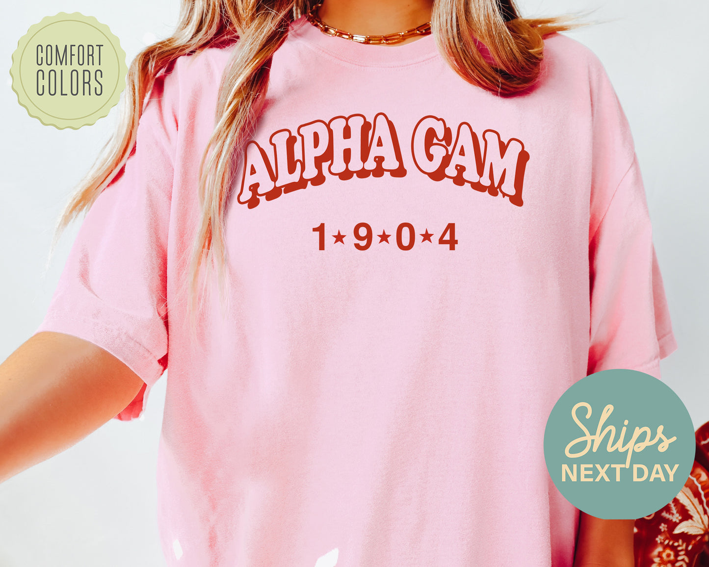 Alpha Gamma Delta Red Arch Comfort Colors Sorority T-shirt _ 365g