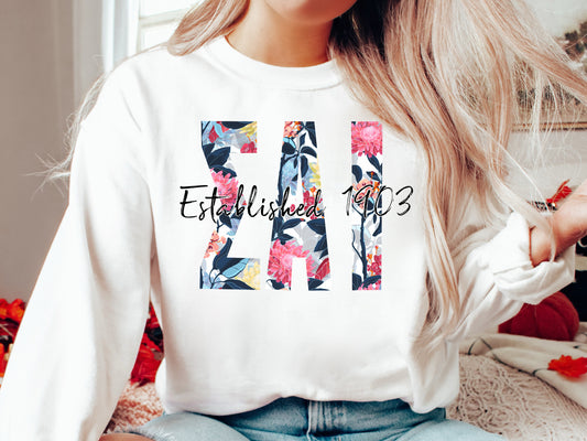 Sigma Alpha Iota Floral Block Sorority Sweatshirt _ 3520g