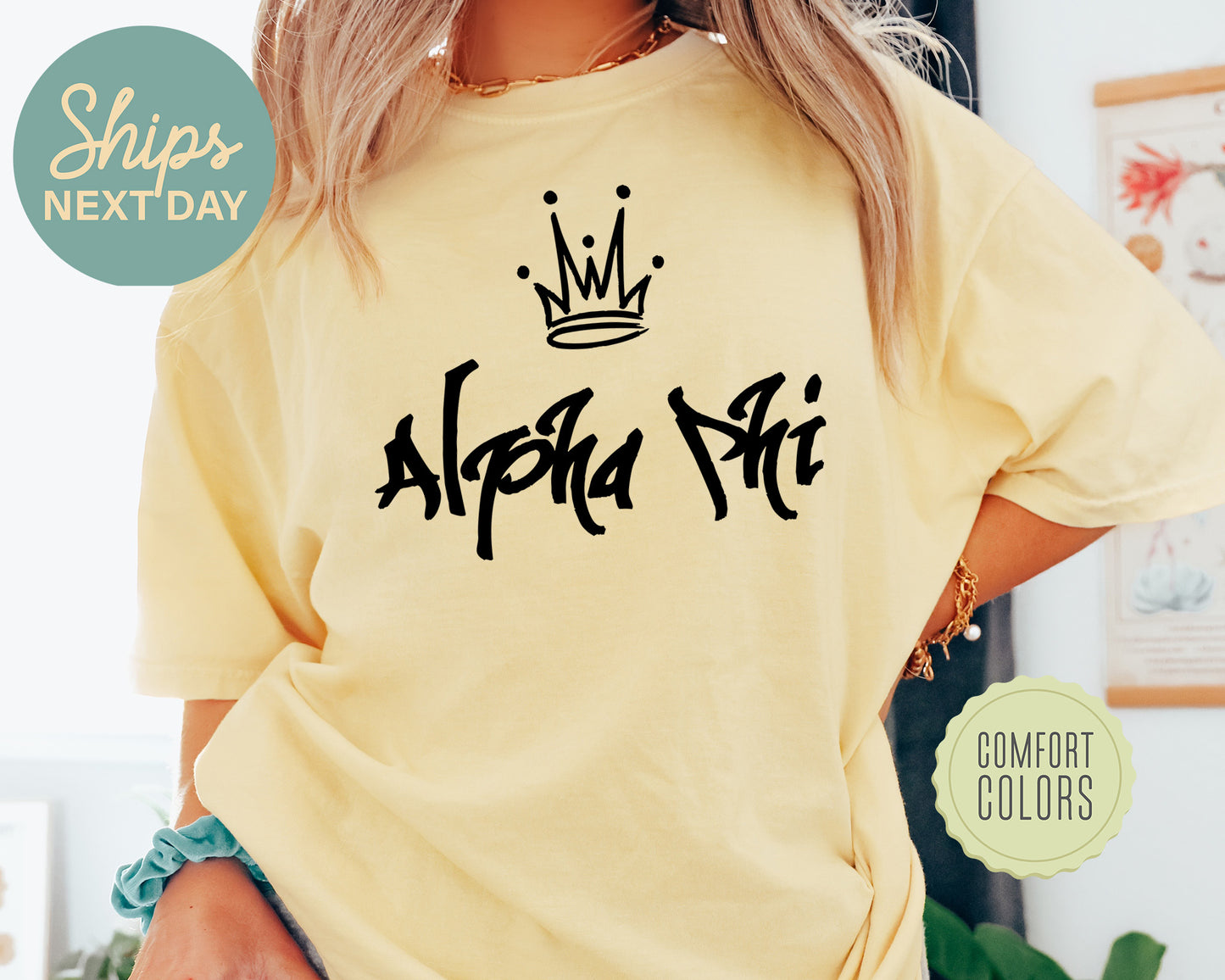 Alpha Phi Queen Comfort Colors Sorority T-shirt _ 2453g