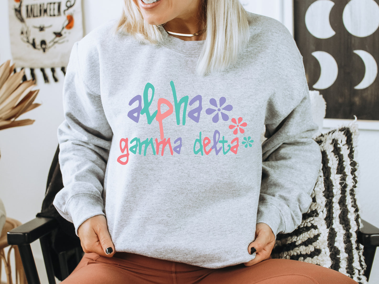 Alpha Gamma Delta Colorful Floral Sorority Sweatshirt _ 2606g