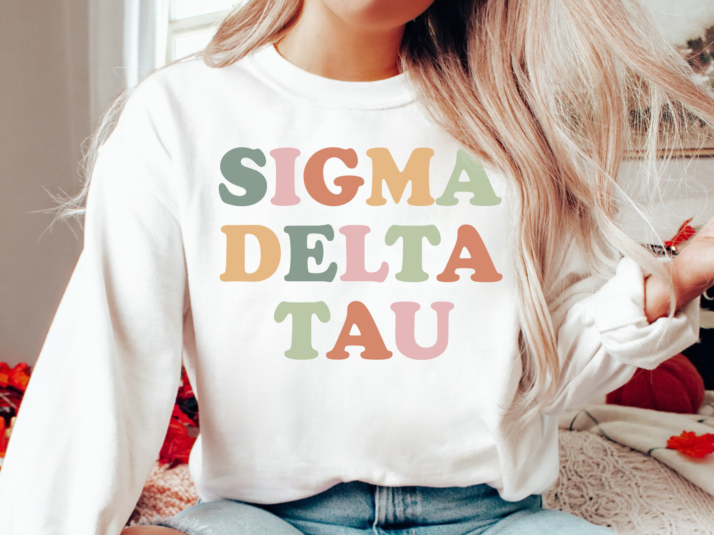 Sigma Delta Tau Bright and Proud Sorority Sweatshirt _ 435g