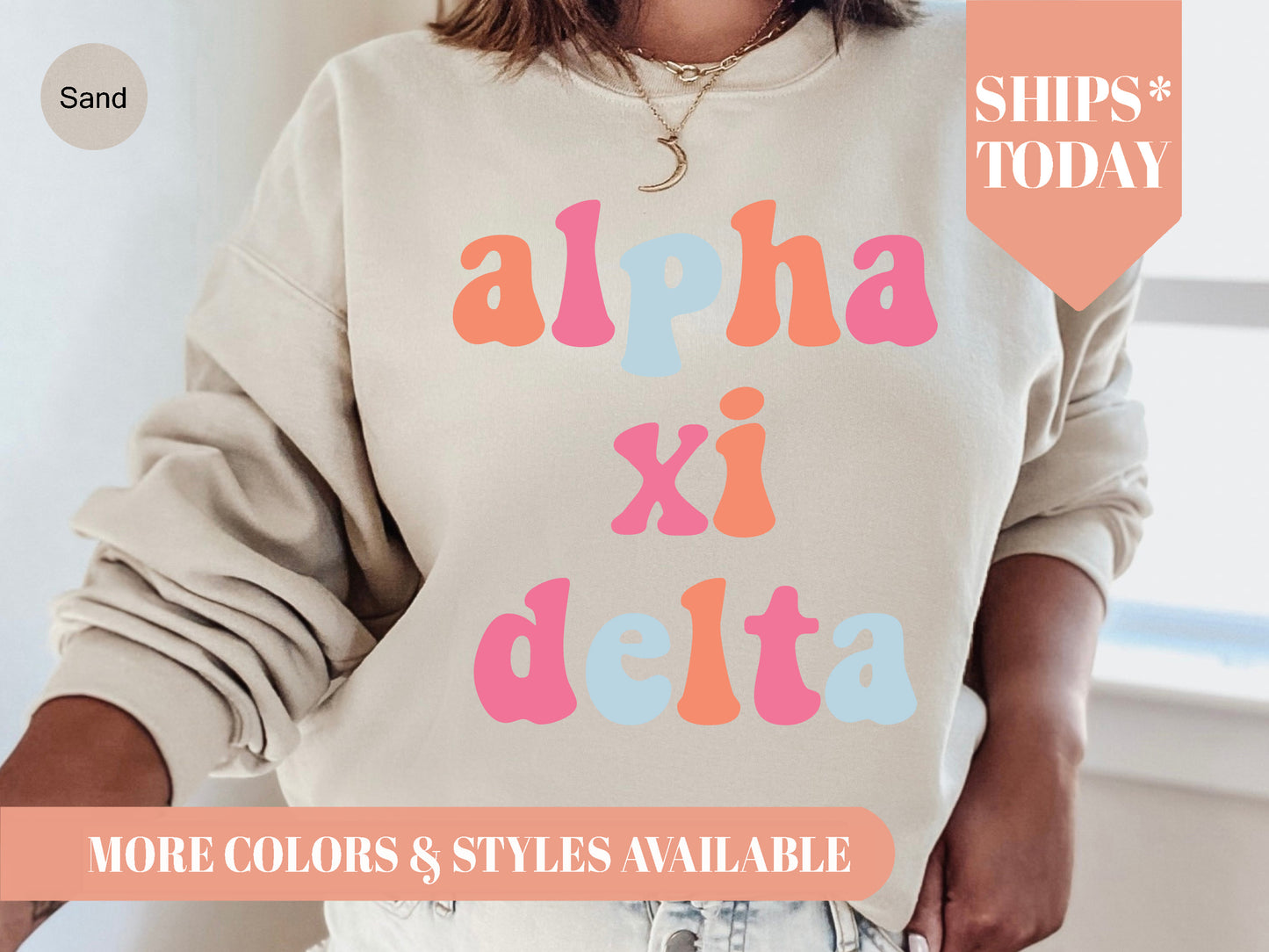Alpha Xi Delta Vividly Vibrant Sorority Sweatshirt _ 3157g