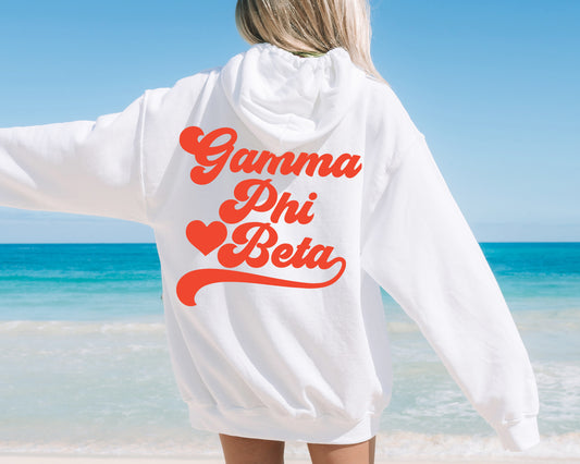 Gamma Phi Beta Red Heart Sorority Hoodie _ 33360g